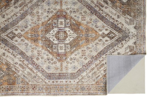 Абстрактный коврик размером 9 X 12 Дюймов цвета Слоновой Кости, Оранжевый и Коричневый
