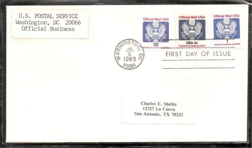 US SC # O143 Official Mail USA FDC. No Cachet. 