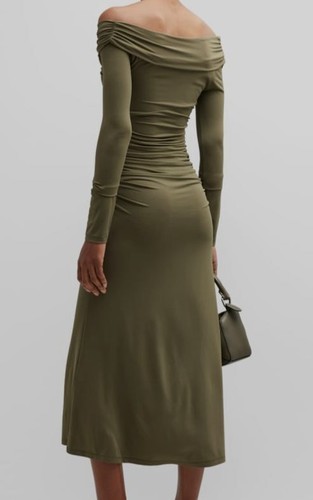 Pre-owned Tove $1155  Womens Green Gina Gathered V-neck Maxi Dress Size 38