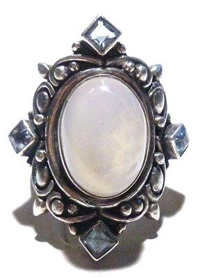 GENUINE GEMSTONE TOPAZ NEPAL DESIGNER STERLING SILVER WOMENS SHIELD RING 6.25
