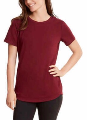 Danskin Shirt Top Ladies Medium Athletic Shirt Garnet Red Tulip Hem