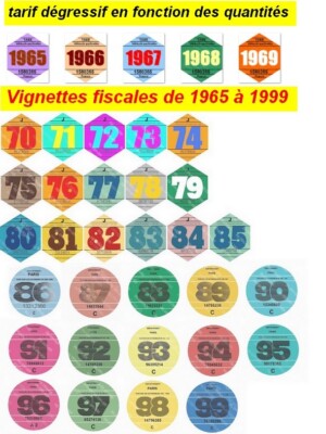 Vignette Fiscale 1965 à 1999 valorisation année production OLDTIMER YOUNGTIMER
