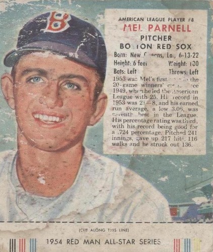 1954 Red Man Tobacco All-Star Team - Mel Parnell #8
