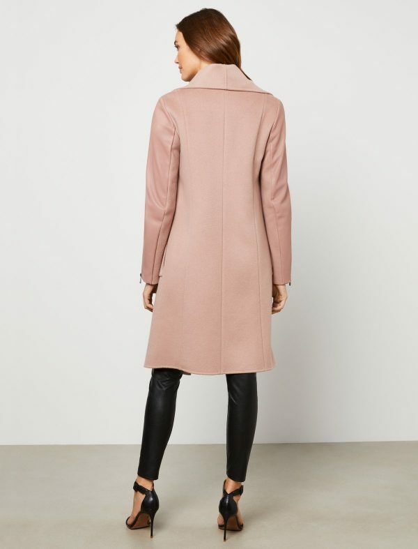 Pre-owned Bcbgmaxazria Women's Draped Front Wool Coat In Dusty Rose