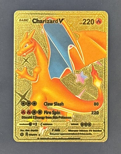 V 纏め foilカード Pokémon Charizard V Gold Foil Pokémon Card 079/073 Fan Art