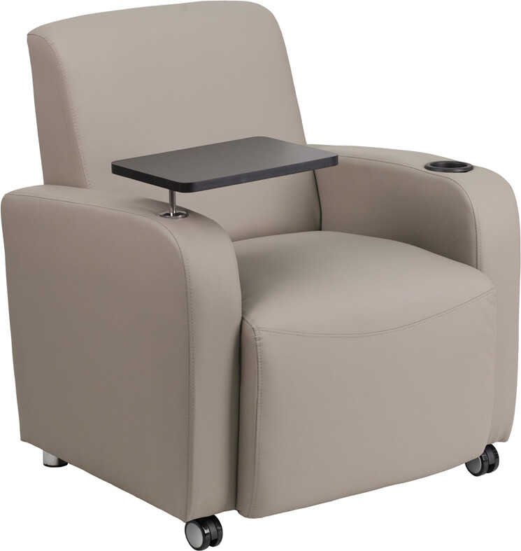 Reception Lounge Chair W Tablet Arm Front Casters Cup Holder In