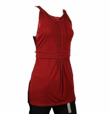 NWT Ann Taylor LOFT RED Pleated empire waist stretch women's Blouse Top Size S