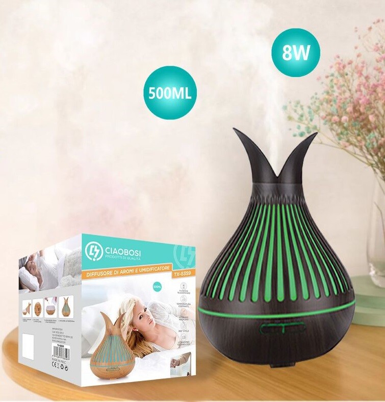 Diffusore Aromi Umidificatore Ultrasuoni 500ml 8W Aromaterapia Tx-8359 linq