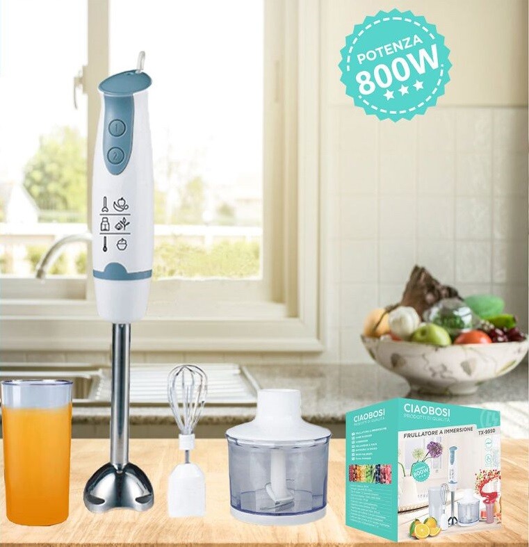 Frullatore ad Immersione 3in1 Lame Acciaio 800W Sbattitore Tx-9950 linq