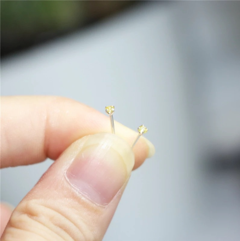 GENUINE SOLID 925 STERLING SILVER CZ STUD EARRINGS 2mm TINY WOMEN GIRL