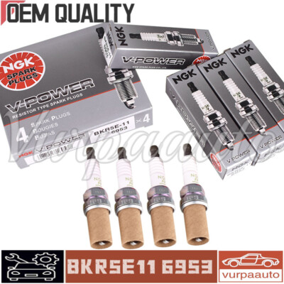 4Pcs NGK BKR5E11 OEM V-Power Spark Plug For Nissan Toyota Audi VW Mazda Kia 6953