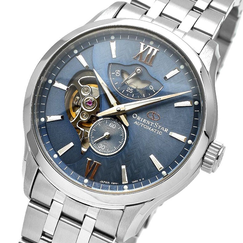 Pre-owned Orient Star Rk-av0b08l Layered Skeleton Mechanical Automatic Watch Blue 41mm