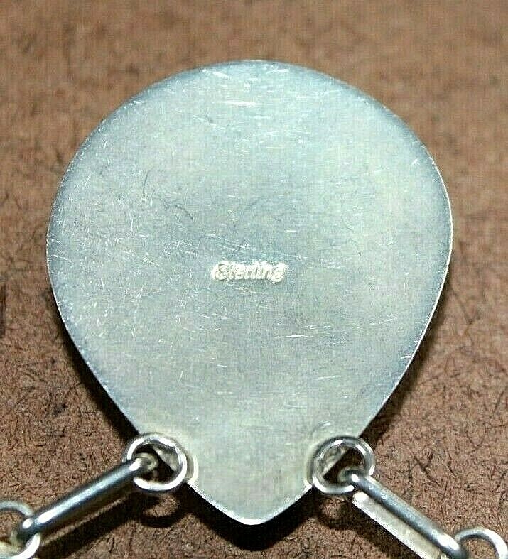 Southwestern Design Sterling Silver Onyx Teardrop Station Necklace 19