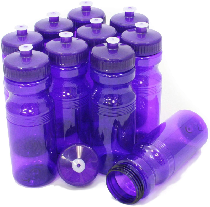 Rolling Sands 24 Ounce BPA-Free Plastic Water Bottles, Set of 10, Made in USA