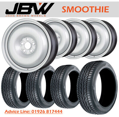 8"x18" JBW SMOOTHIE SILVER STEEL WHEELS+TYRES 5x112 TO SUIT VW CADDY (x4)