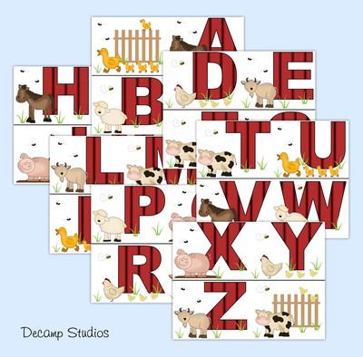 Barnyard Farm Animals Alphabet Abc Wallpaper Border Wall Art Decals Boy Nursery
