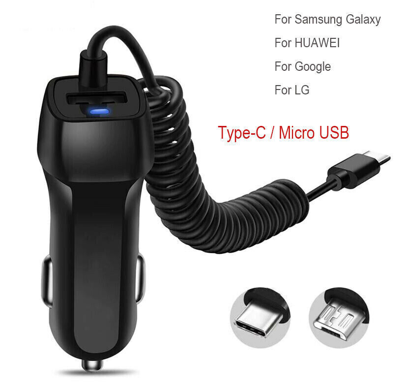FAST Rapid Car Charger Type C Micro USB Charging For Android