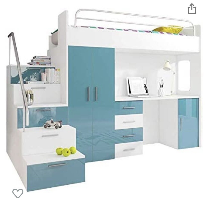 PRICE REDUCTION! Cabin bed with desk and wardrobe underneath in