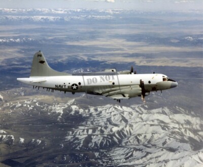 US NAVY USN EP-3 Aries II, electronic surveillance aircraft in flight 8X12 Photo
