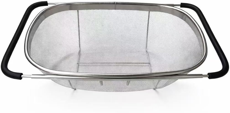 Premium Quality over the Sink Stainless Steel Oval Colander with Fine Mesh 6 Qua