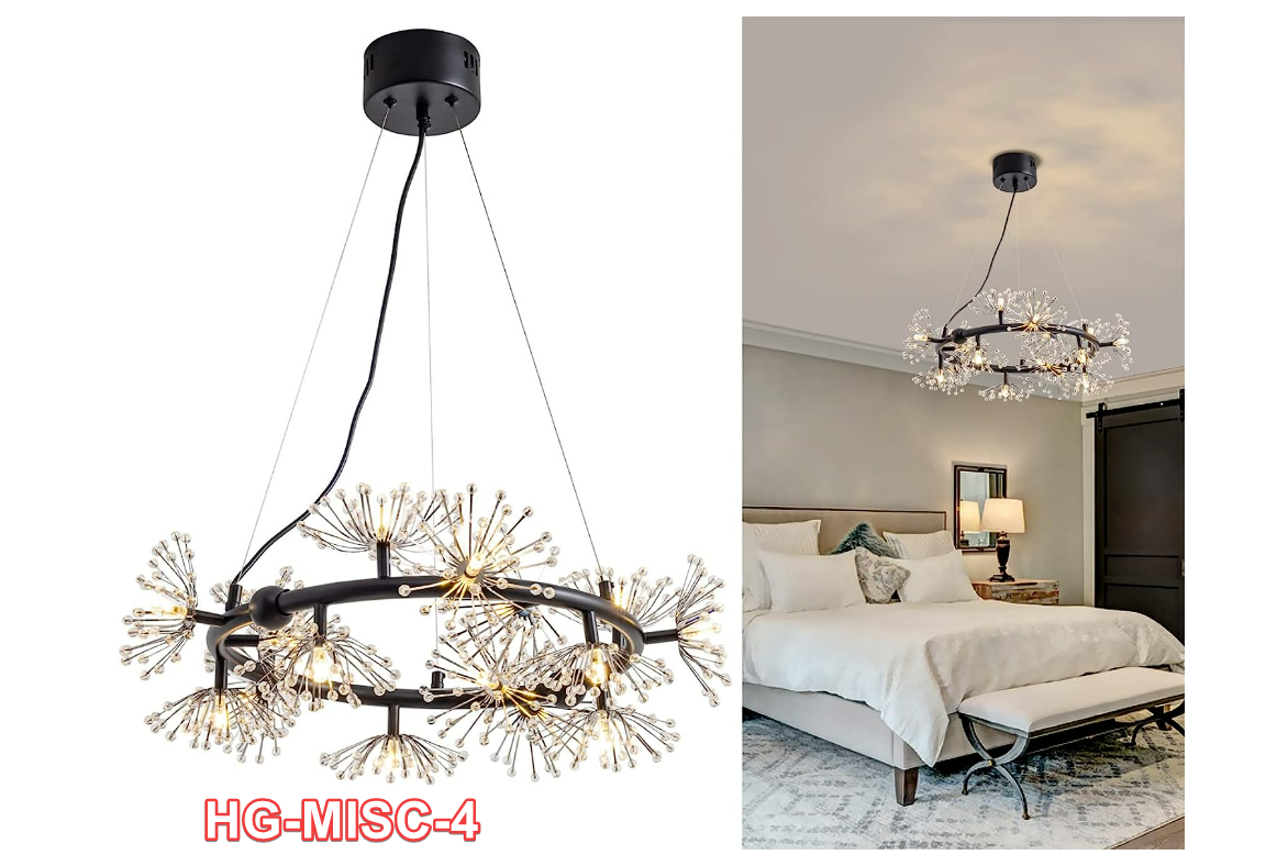 MOOOGE Mordern Crystal Flower LED Chandelier Round‎ Crystal Branch Pendant Light