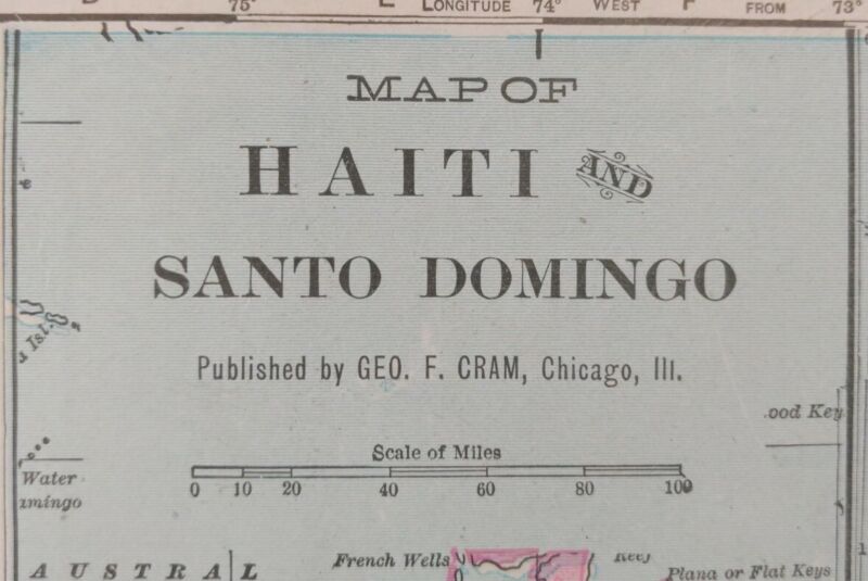 Vintage 1902 HAITI SANTO DOMINGO Map 14"x11" ~ Old Antique Original JEREMIE
