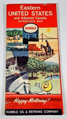 VTG 1961 HUMBLE Oil and Gas Refining Company Eastern United States Road Map