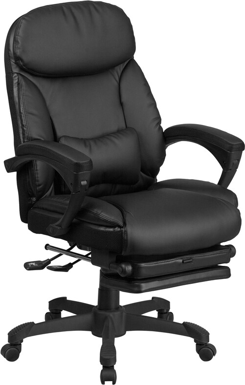High Back Black LeatherSoft Reclining Office Chair with Coil Seat
