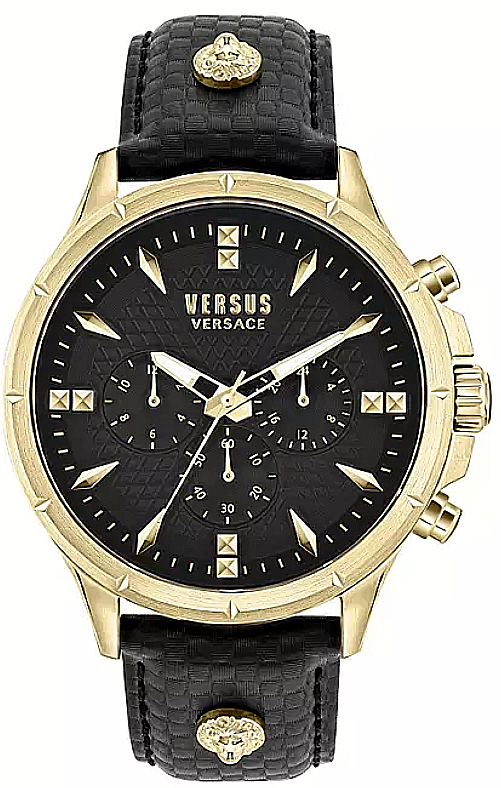 Pre-owned Versace Versus  Mens Chrono Lion Gold 45mm Strap Fashion Watch