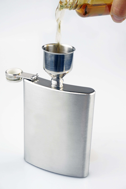 8 oz Stainless Steel Pocket Metal Hip Flask Screw Cap Liquor Whisky w/ Funnel 