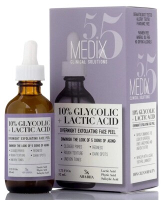 Medix 5.5 - 10% Glycolic + Lactic Acid Overnight Exfoliating Face Peel - 1.75 oz