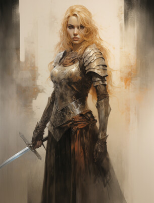 WARRIOR LADY EPIC FANTASY ART PRINT Mystical Sword Lady Decor PHOTO POSTER A604