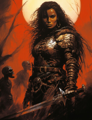 EPIC WARRIOR WOMAN FANTASY ART PRINT Mystical Sword Lady Decor PHOTO POSTER A541