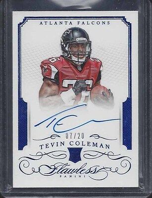 TEVIN COLEMAN 2015 PANINI FLAWLESS BLUE FALCONS ON CARD ROOKIE AUTO RC #D 7/20. rookie card picture