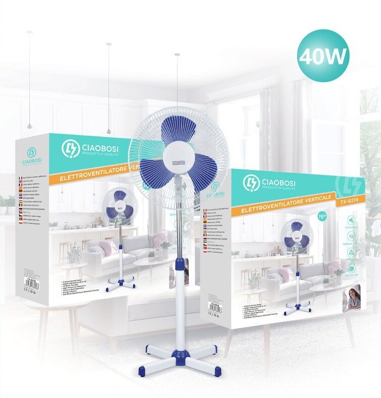 Ventilatore Elettrico Tx-8216 Silenzioso 40W Verticale Ufficio Auto Casa linq