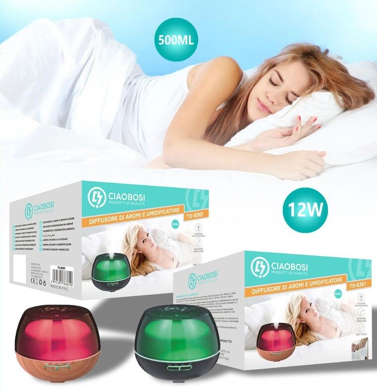 Diffusore Aromi Umidificatore Ultrasuoni 500ml 12W Aromaterapia Tx-8361 linq