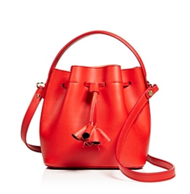 Celine Lefebure Karin Mini Leather Bucket Bag Red Gold