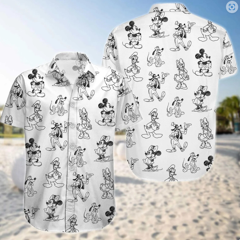 Mickey Mouse Vintage Sketch 3D HAWAII SHIRT Mother Day Gift US Size Best Price