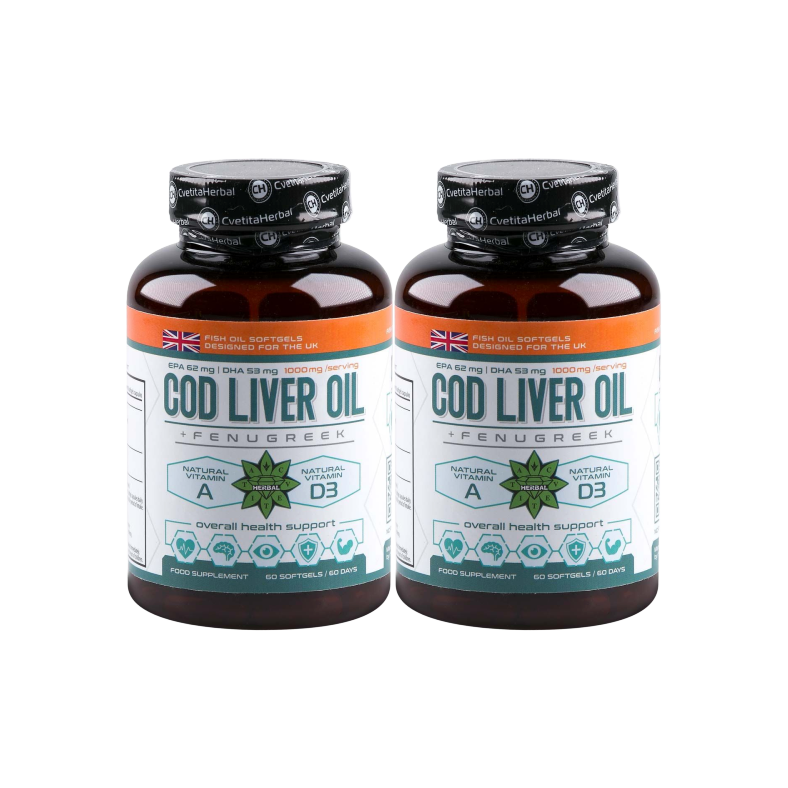 Details About 2 Pack 60 Softgels Cod Liver Oil Epa Dha Vitamin D3 Vitamin A Fenugreek Lecithin
