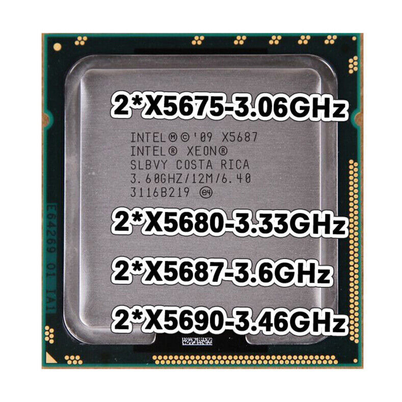 Matching Pair Intel Xeon X5675 X5687 X5680 X5690 Cpu Lga1366 Processors