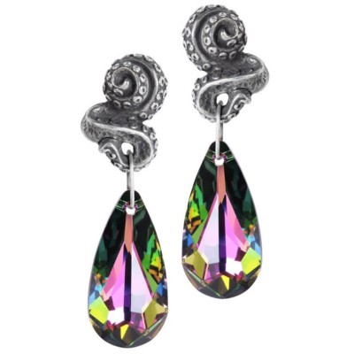 Alchemy Gothic Kraken Tentacles Earrings Prismatic Teardrop Crystal Octopus E409