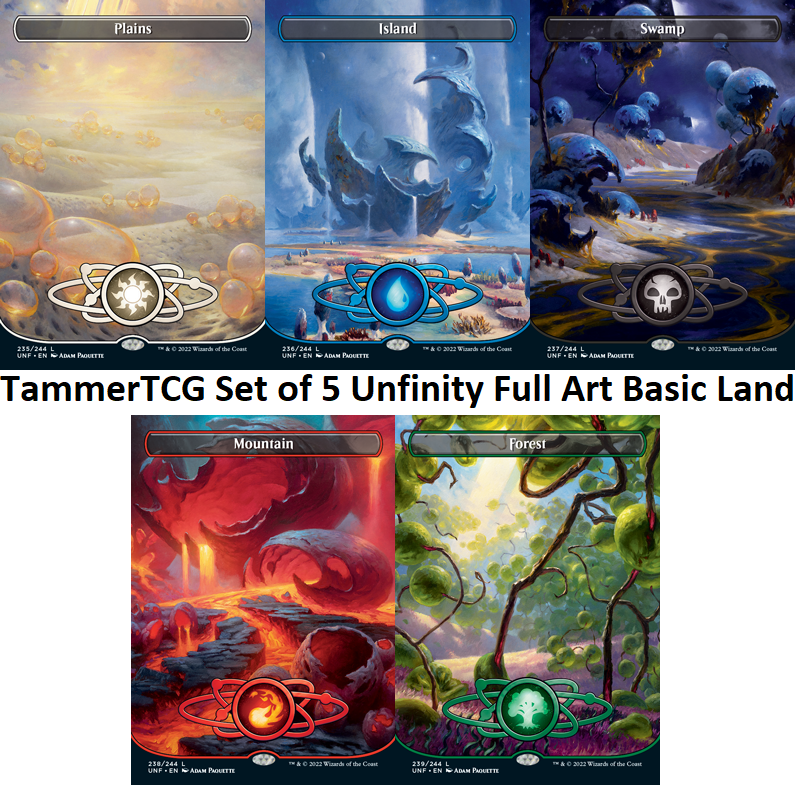 5x Unfinity Planetary Full Art Borderless Land Set EDH Magic the