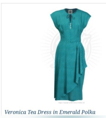 The House Of Foxy- Pretty Retro 'Veronica'  Tea Dress In Teal Dots US14 UK18