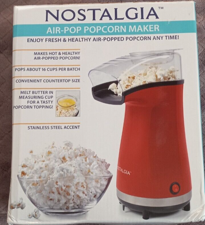 Nostalgia Air Pop Popper 4 oz Popcorn Machine APH16RDSB 16 Cups Stainless Steel