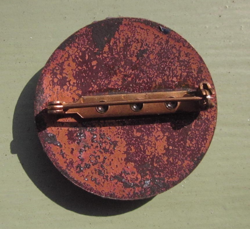 HAND CRAFTED GEMSTONES SLATE on COPPER ART PIN BROOCH 1 ½