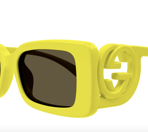 Pre-owned Gucci Gg1325s 007 Yellow Sunglasses In Brown