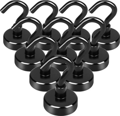 10 Pack Magnetic Hooks Heavy Duty Strong Black Magnet Hook for Home Office