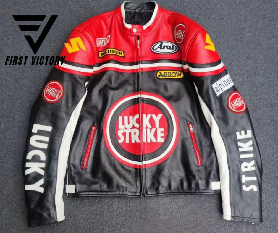 Lucky Strike Leather Jacket 【値下げ交渉 有】 LUCKY Strike Unmatched Protection Motorcycle Genuine Leather