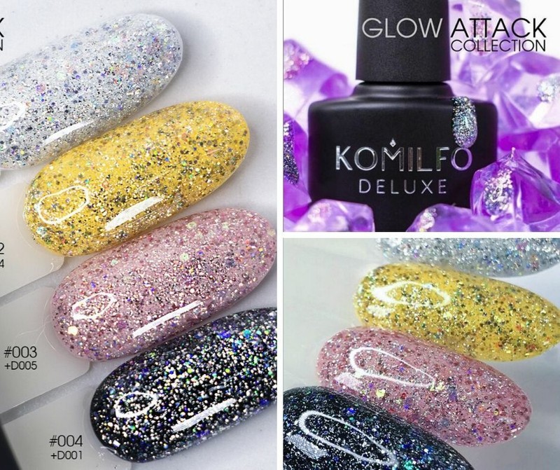 Komilfo Glow Attack Glitter Gel Polish Shine Sparkle Gel Vernish For Nail Art