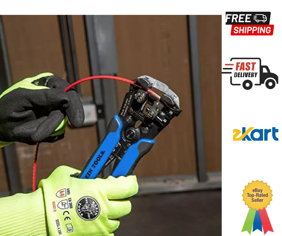 Klein Tools 8-1/4" Self Adjusting Wire Stripper Cutter for 10-20 AWG 12-22 AWG